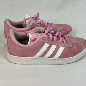 Adidas VL Court Neo Pink Suede Shoes Women’s 4.5 Kids 4 Soft Pink 3-Stripes